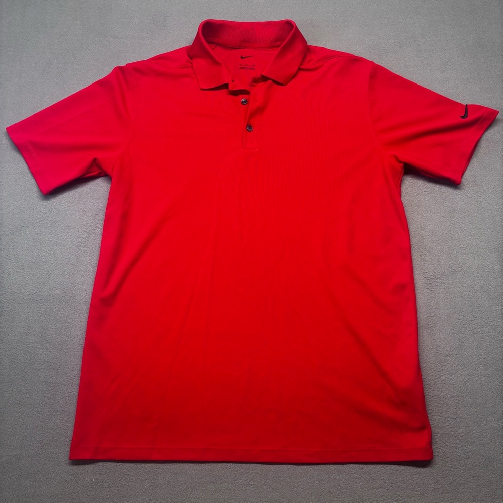 Nike Red Standard Fit Polo Shirt Mens Med Short Sleeve Golf Casual Work